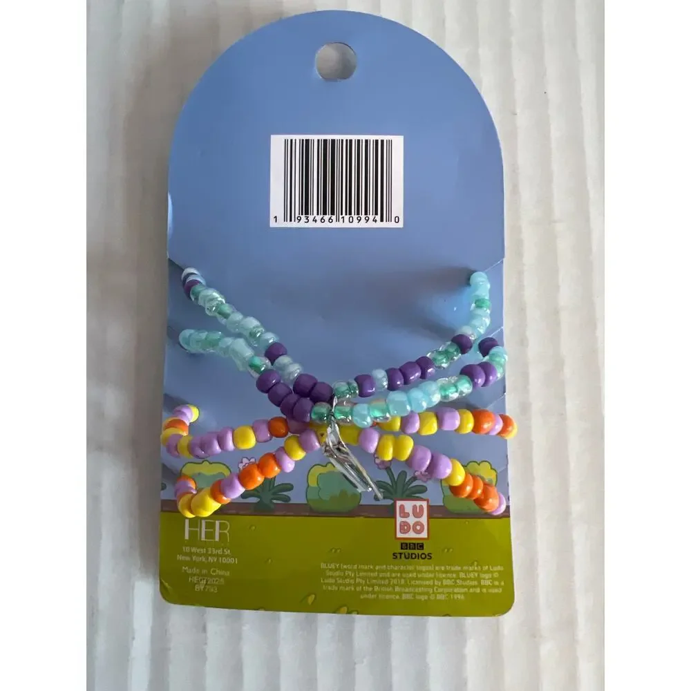 Bluey Bow and Bracelet Set Blue Multi Color